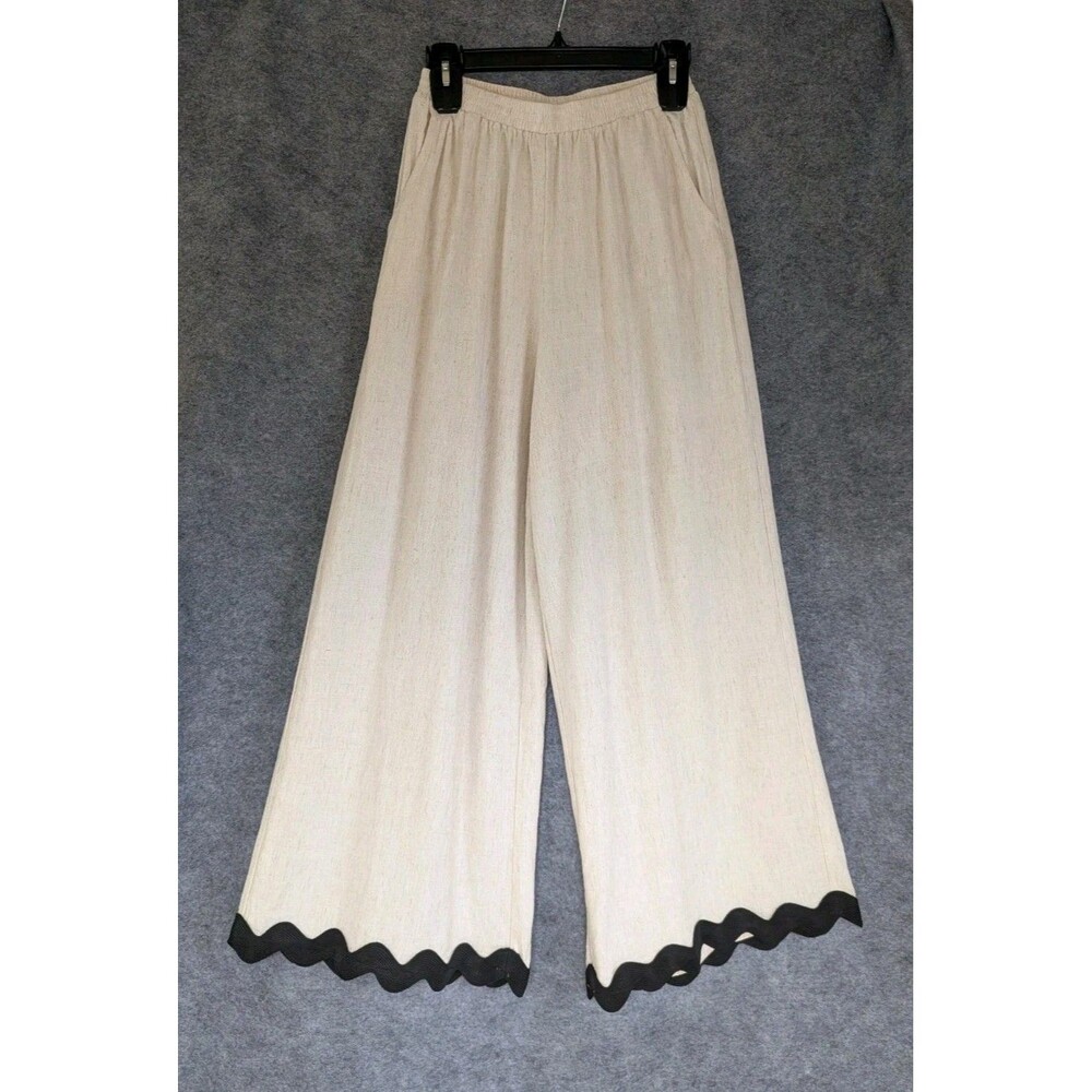 Sadie & Sage Pants Women's Sz M Pull On Wide Leg Ankle Oatmeal